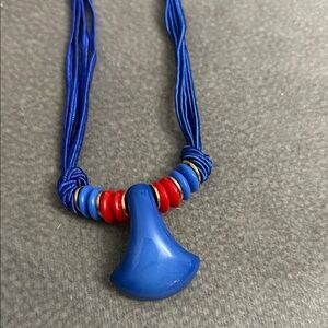 NWOT Blue and Red Beaded Necklace